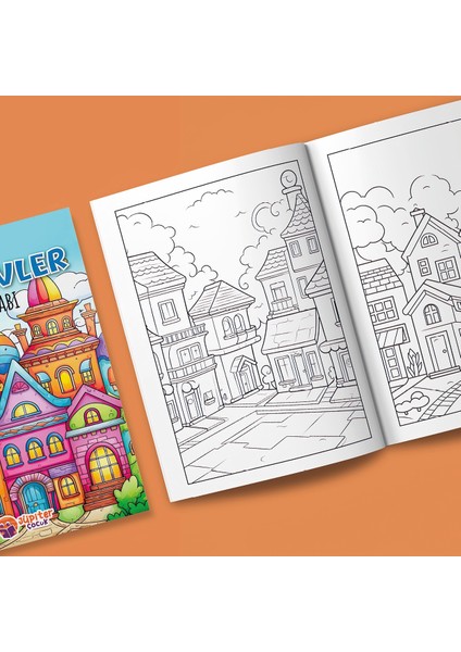 Sevimli Renkli Evler Boyama Kitabı | 4-7 Yaş Çocuklar Için | 28 Sayfa | Eğlenceli ve Eğitici Boyama Kitabı | Mahalle ve Ev Temalı fiyatları