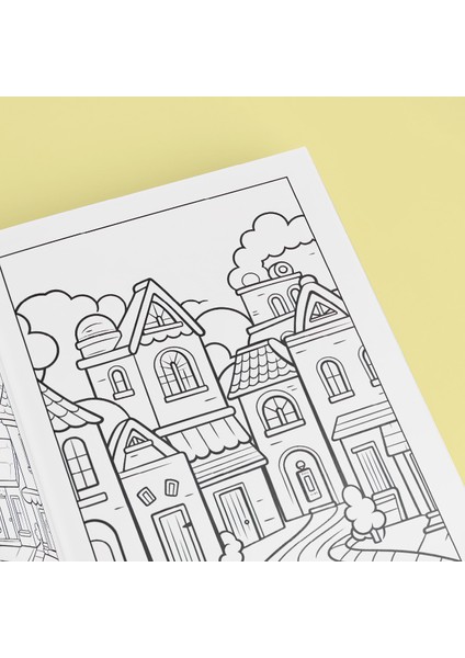 Sevimli Renkli Evler Boyama Kitabı | 4-7 Yaş Çocuklar Için | 28 Sayfa | Eğlenceli ve Eğitici Boyama Kitabı | Mahalle ve Ev Temalı modelleri