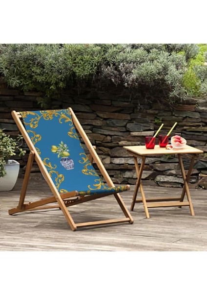 Blue Lemon Katlanır Şezlong (Ahşap Fırınlanmış Gürgen Ağacı, Süet Kumaş) modelleri