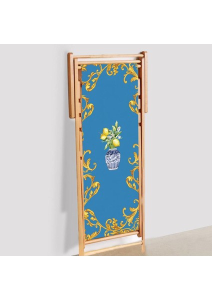 Blue Lemon Katlanır Şezlong (Ahşap Fırınlanmış Gürgen Ağacı, Süet Kumaş)