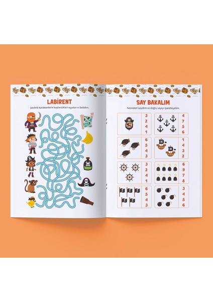 Minik Korsanlar Aktivite Kitabı - 4-7 Yaş Çocuklar Için - 32 Sayfa - Eğitici ve Eğlenceli Etkinlikler - Bulmacalar, Boyama, Labirent ve Sayı Oyunları modelleri