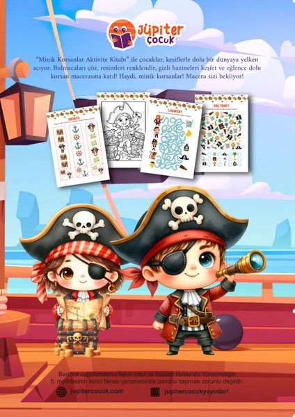 Minik Korsanlar Aktivite Kitabı - 4-7 Yaş Çocuklar Için - 32 Sayfa - Eğitici ve Eğlenceli Etkinlikler - Bulmacalar, Boyama, Labirent ve Sayı Oyunları indirimleri