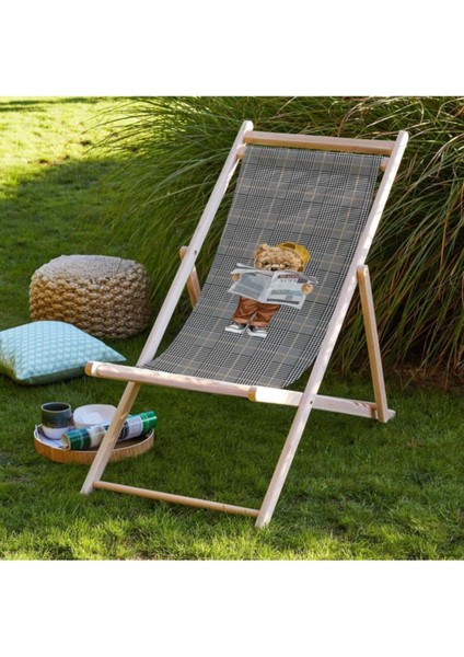 Picniker Teddy Katlanır Şezlong - Fırınlanmış Gürgen Ağacı, Süet Kumaş Gri