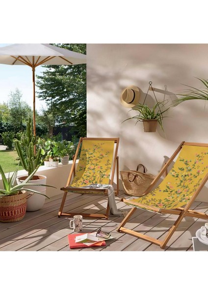 Sarı Bahçe Katlanır Şezlong (Ahşap Fırınlanmış Gürgen Ağacı, Süet Kumaş) fırsatları