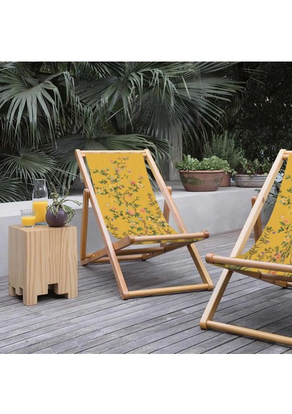 Sarı Bahçe Katlanır Şezlong (Ahşap Fırınlanmış Gürgen Ağacı, Süet Kumaş) indirimleri