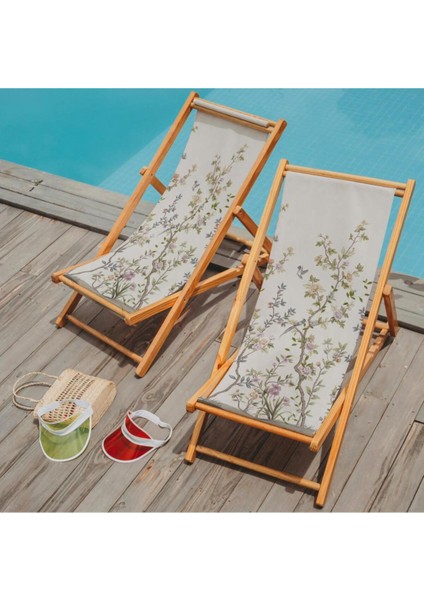 Mini Colorful Flowers Katlanır Şezlong (Ahşap Fırınlanmış Gürgen Ağacı, Süet Kumaş) fırsatları