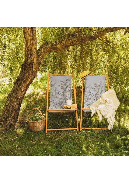 Mini Colorful Flowers Katlanır Şezlong (Ahşap Fırınlanmış Gürgen Ağacı, Süet Kumaş) indirimleri