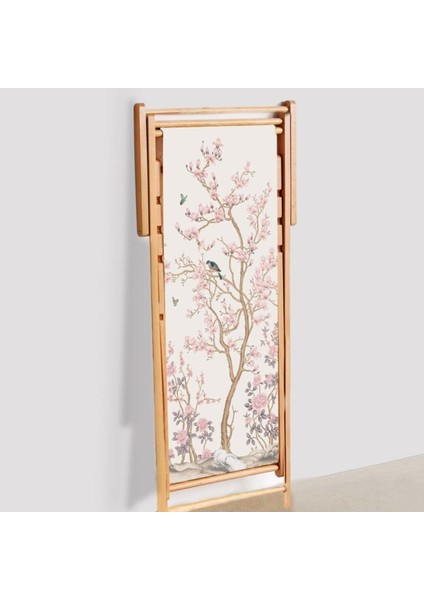 Pembe Çiçek Tasarımlı Katlanır Şezlong (Ahşap Fırınlanmış Gürgen Ağacı, Süet Kumaş) indirimleri