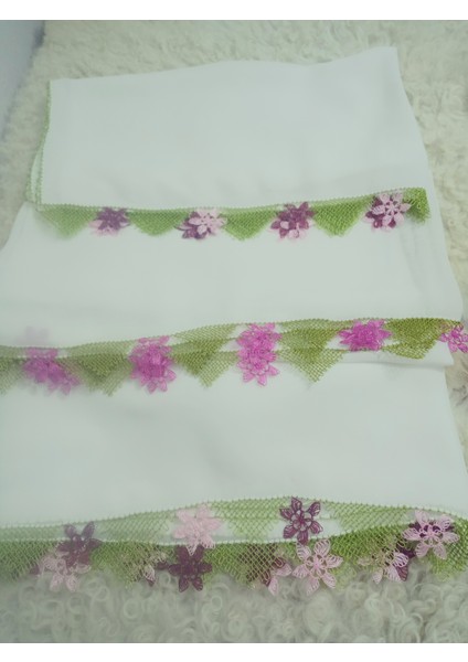 El Emeği Iğne Oyalı Namaz Örtüsü Çeyizlik Mevlit Başörtüsü Krep Kumaş 145X75 cm