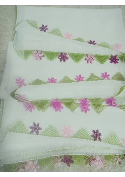 El Emeği Iğne Oyalı Namaz Örtüsü Çeyizlik Mevlit Başörtüsü Krep Kumaş 145X75 cm