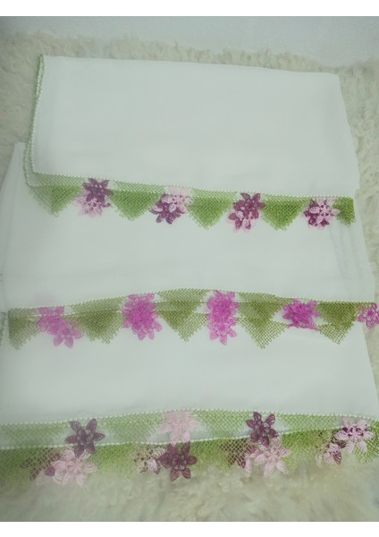 El Emeği Iğne Oyalı Namaz Örtüsü Çeyizlik Mevlit Başörtüsü Krep Kumaş 145X75 cm