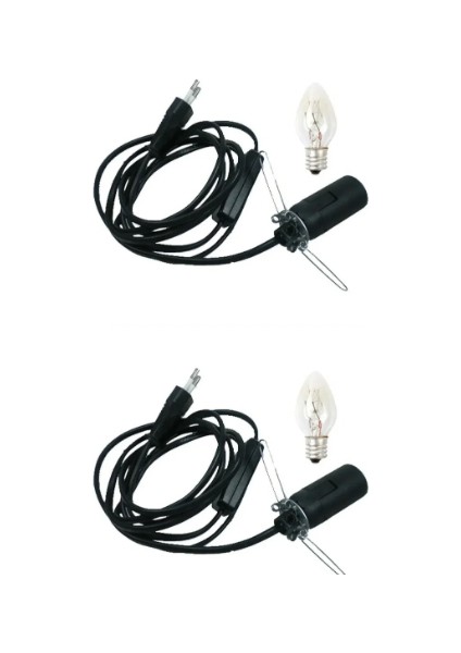 2 Adet- Doğal Kaya Tuzu Lambası Kablosu – 1,5 Metre Açma/kapama Düğmeli + Ampul Dahil