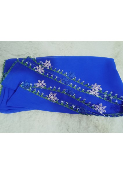 El Emeği Iğne Oyalı Namaz Örtüsü Çeyizlik Mevlit Başörtüsü Krep Kumaş 145X75 cm