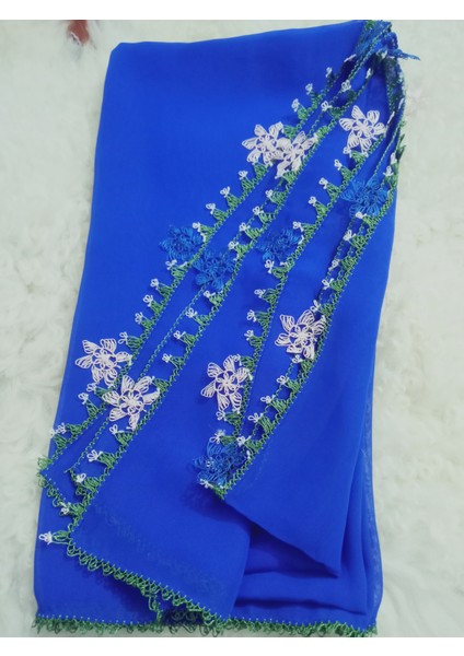 El Emeği Iğne Oyalı Namaz Örtüsü Çeyizlik Mevlit Başörtüsü Krep Kumaş 145X75 cm