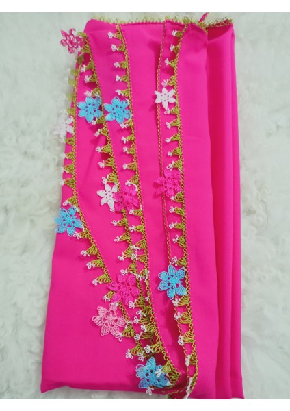 El Emeği Iğne Oyalı Namaz Örtüsü Çeyizlik Mevlit Başörtüsü Krep Kumaş 145X75 cm