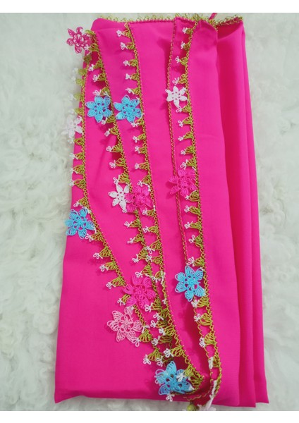 El Emeği Iğne Oyalı Namaz Örtüsü Çeyizlik Mevlit Başörtüsü Krep Kumaş 145X75 cm