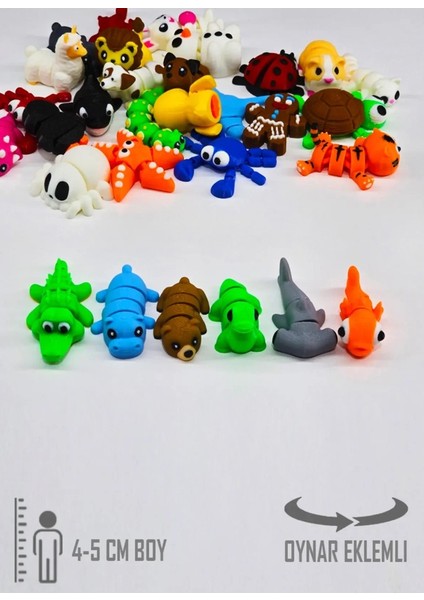 15 Adet Eklemleri Hareketli, Organik, Eğitici Minik Hayvan Figür Oyuncak Seti Miniş Bücürler 4-6 cm