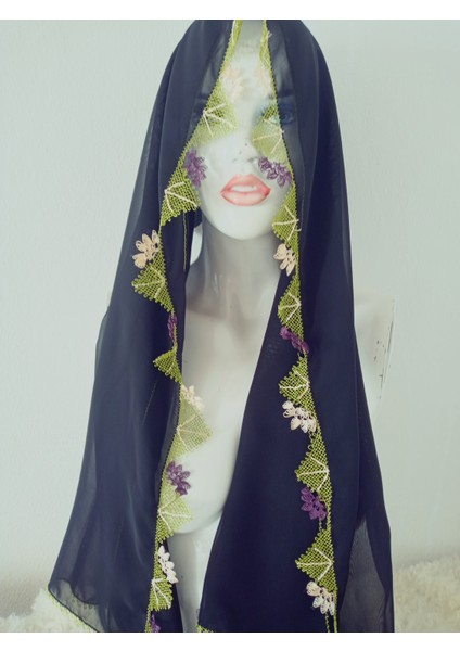 El Emeği Iğne Oyalı Namaz Örtüsü Çeyizlik Mevlit Başörtüsü Krep Kumaş 145X75 cm fiyatları