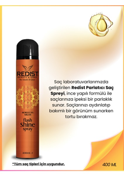 Saç Spreyi Parlatıcı Flash Shine 400 ml x 2 Tüm Saç Tiplerine Uygun, İnce Taneli Hafif Formül indirimleri