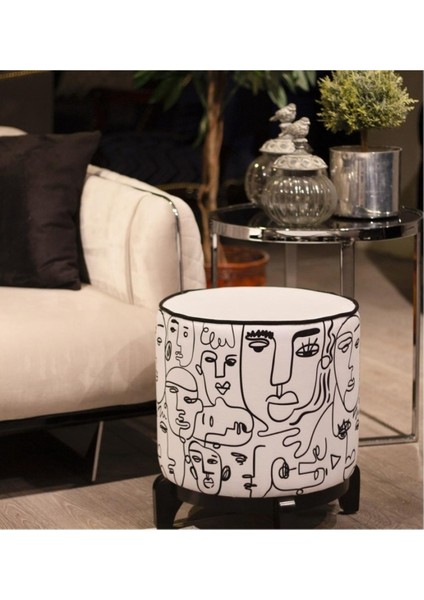 No Face Ahşap Ayaklı Puf (Kumaşı Süettir. Uluslararası Solmama Sertifikasına Sahiptir.) fiyatları