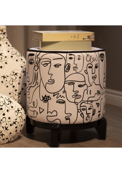 No Face Ahşap Ayaklı Puf (Kumaşı Süettir. Uluslararası Solmama Sertifikasına Sahiptir.) modelleri