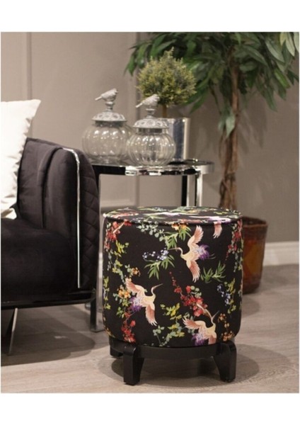 Sarı Kuş Detay Ahşap Ayaklı Puf fiyatları