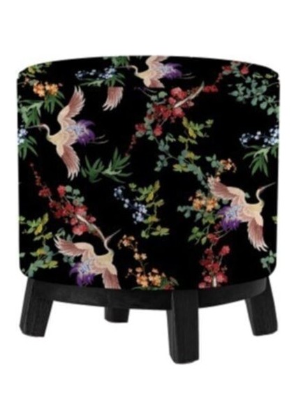 Sarı Kuş Detay Ahşap Ayaklı Puf modelleri