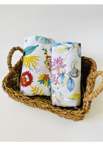 2 Adet Çok Amaçlı Müslin Bezi Örtü Battaniye