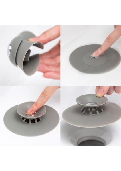 2 Kademeli Lavabo ve Küvet Tıkacı Süzgeç Silikon Buton Lavabo Gider Tıpası 1 Adet