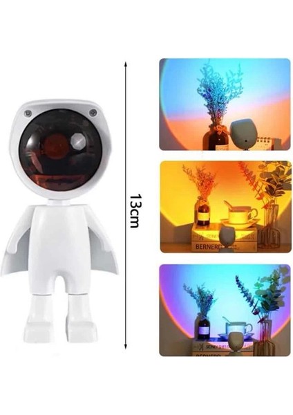 180 Derece Dönebilen Astronot Masa ve Gece Lambası Projektör