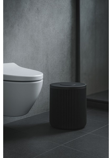 Lines Serisi Siyah Akrilik Çöp Kovası – Silindir, 5 Litre, 25CM, Kolay Temizlenir - 3372 fırsatları