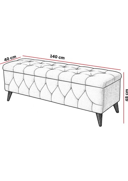 Sandıklı Puf Bench Puf 140 cm gri A+ Kalite fiyatları