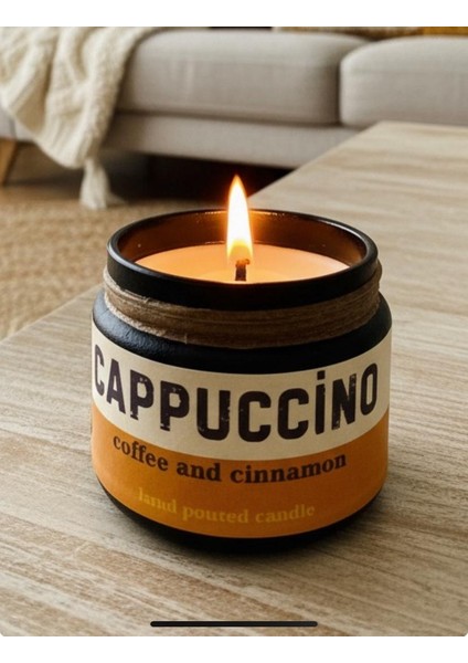 Cappuccino: Özel Tasarım Kavanoz Kahve ve Tarçın Kokulu Mum, 250 gr Doğal Vegan Soya Wax Mumu. fiyatları