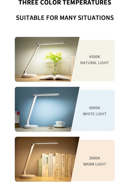 40 LED Çalışma Okuma Işığı Kademeli Masa Lambası Ayarlanabilir Renk Tonu ve Parlaklık modelleri