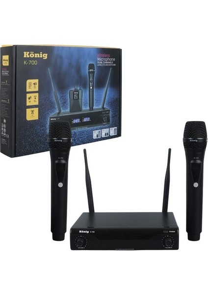 König K-700 E-E profesyonel 663-694MHZ 2 el 2 Kanal Uhf 2X50 Kablosuz Telsiz Mikrofon fırsatları