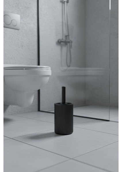 Lines Serisi Siyah Akrilik Tuvalet Fırçası – Silindir Standlı, 34CM, Kolay Temizlik - 3371 fiyatları