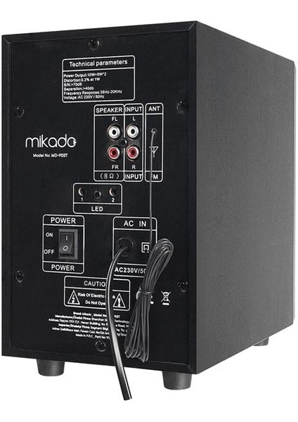 Mikado MD-95BT 20W Siyah Multimedya Fm/bt/sd/usb Speaker Hoparlör 2+1 Ses Sistemi fırsatları