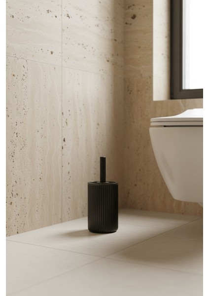 Lines Serisi Siyah Akrilik Tuvalet Fırçası – Silindir Standlı, 34CM, Kolay Temizlik - 3371 indirimleri