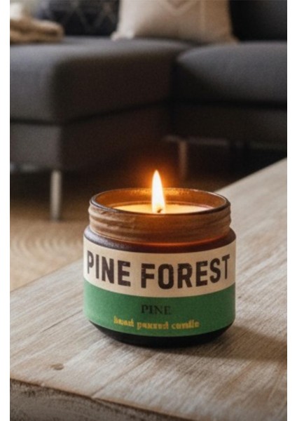 Pine Forest: Özel Tasarım Kavanoz Mum Çam Kokulu 250GR Doğal Vegan Soya Wa x Mumu modelleri