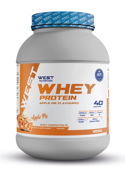 Whey Protein Tozu 1200 Gram 40 Servis Apple Pie Elmalı Turta Aromalı