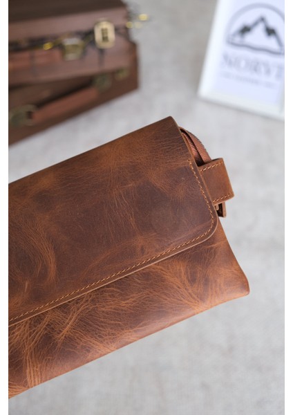 Hakiki Deri Erkek El Çantası Kahverengi