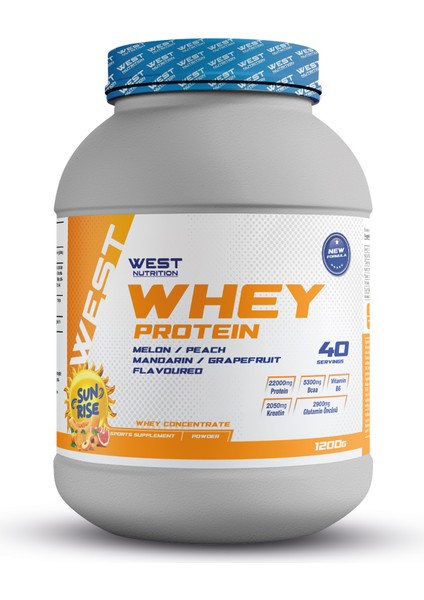 Whey Protein Tozu 1200 gr 40 Servis Sunrıse Kavun Mandalina Greyfurt Şeftali Aromalı