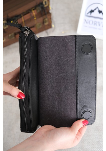 Hakiki Deri Erkek El Çantası Siyah