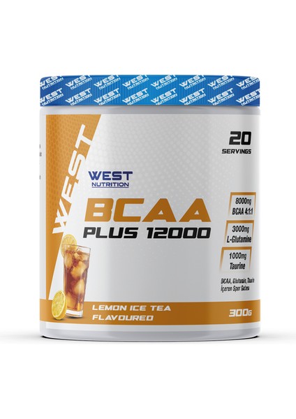 Bcaa Plus 12000 Glutamin Taurin 300 gr 20 Servis Ice Tea Limon