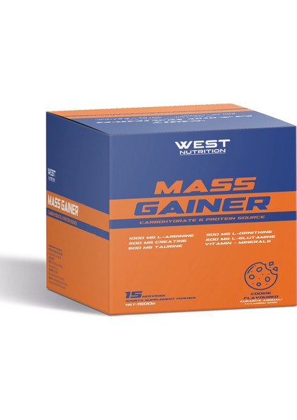 Mass Gainer Karbonhidrat Tozu 1500 gr 15 Saşe Kurabiye Aromalı