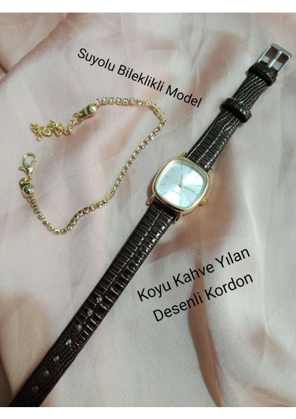 Gold Kasa Retro Still Marka Model Vintage Oval - Suyolu Bileklik Koyu Kahve Kordon Kadın Kol Saati 0021