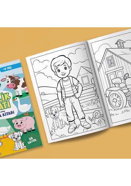 Çiftlik Hayatı Boyama Kitabı - 4-7 Yaş Çocuklar İçin - 28 Sayfa - Eğitici ve Eğlenceli Boyama Kitabı fiyatları