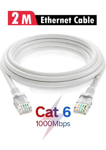 2 Metre Cat6 Internet Kablosu Utp Patch High Speed 1000MBPS 250MHZ