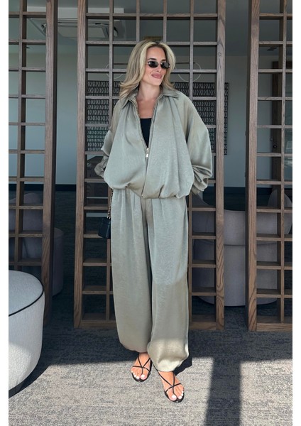 Haki Bomber Saten Ceket - 9584 fiyatları