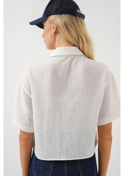 Gömlekler Bdart Cep Detaylı Doku Ağızlı Kısa Gömlek